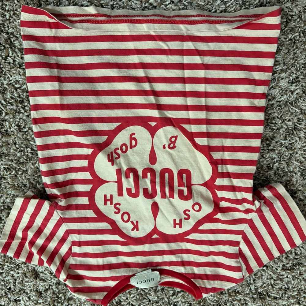 Gucci Red and White Striped T-Shirt